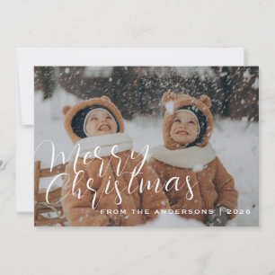 Elegant Minimal Christmas Modern Family Portrait Holiday Card