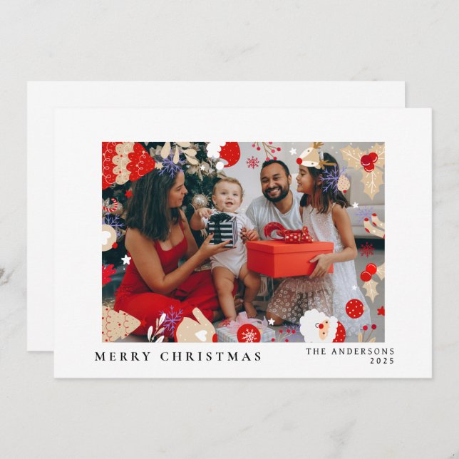 Elegant Minimal Christmas | Modern Family Portrait Holiday Card (Front/Back)