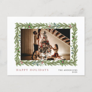 Elegant Minimal Christmas   Modern Family Portrait Holiday Postcard