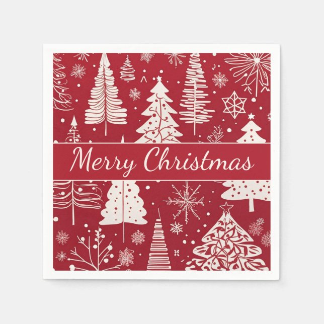 Elegant Minimal Christmas Tree Holiday Pattern  Napkin (Front)