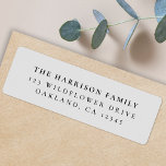 Elegant Minimal Classic Dove Grey Return Address<br><div class="desc">A stylish minimal return address label with classic typography in black on a clean simple minimalist dove grey background. The text can be easily customised for a personal touch. A simple,  minimalist and contemporary design to stand out from the crowd!</div>