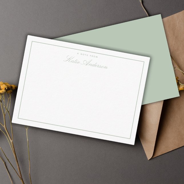 Elegant Minimal Classic Script Sage Green Card (Creator Uploaded)