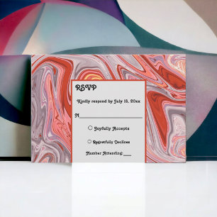 Elegant Minimal Colourful Lava Abstract Wedding RSVP Card