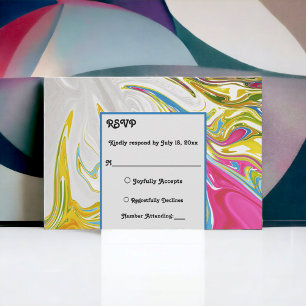 Elegant Minimal Colourful Painting Abstract Weddin RSVP Card