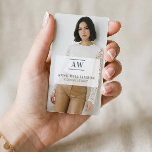Elegant Minimal Consultant Photo Monogram Logo Business Card