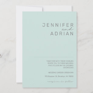 Elegant Minimal Cool Mint Modern Simple Wedding Invitation