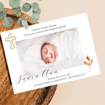 Elegant Minimal Cross Baby Photo Baptism