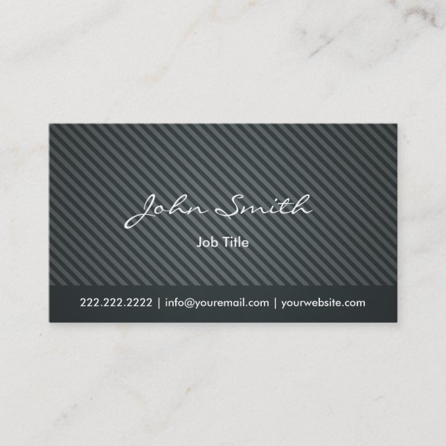 Elegant Minimal Dark Green Stripes Business Card (Front)