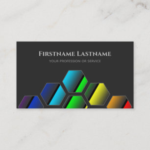 Elegant minimal dark grey rainbow colours hexagon  business card