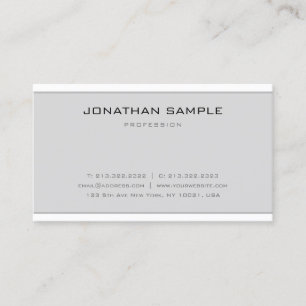 Elegant Minimal Design Modern Sleek Grey White Top Business Card