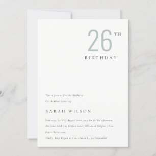 Elegant Minimal Dusky Blue Any Age Birthday Invite
