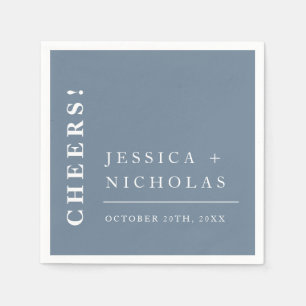 Elegant Minimal Dusty Blue Modern Wedding Napkin