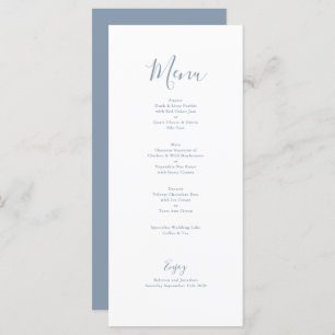 Elegant Minimal Dusty Blue Wedding Menu Card