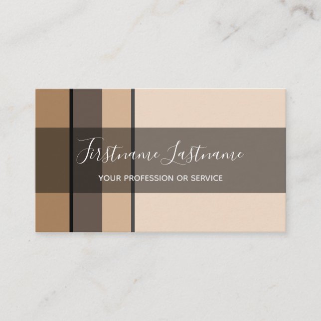 Elegant minimal earth tone rectangles beige sand business card (Front)