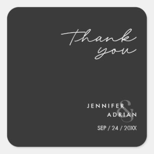 Elegant Minimal Eerie Black Modern Wedding Square Sticker