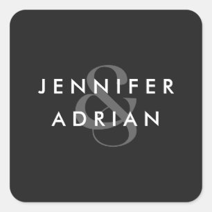 Elegant Minimal Eerie Black Modern Wedding  Square Sticker