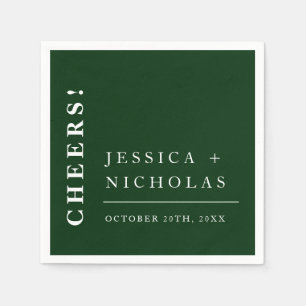 Elegant Minimal Emerald Green Modern Wedding Napkin