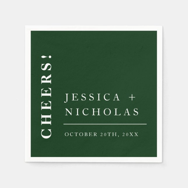 Elegant Minimal Emerald Green Modern Wedding Napkin (Front)