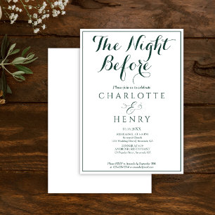 Elegant Minimal EmeraldThe Night Before  Invitation