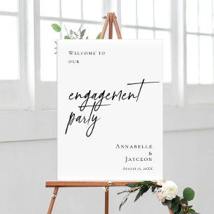 Elegant minimal Engagement Party welcome Poster