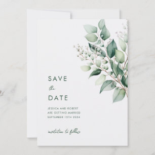 Elegant Minimal Eucalyptus Greenery Wedding Save The Date