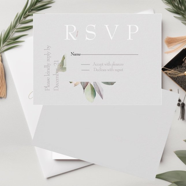Elegant minimal eucalyptus  RSVP card (Creator Uploaded)