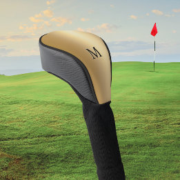 Elegant Minimal Faux Gold Monogrammed Golf Head Cover