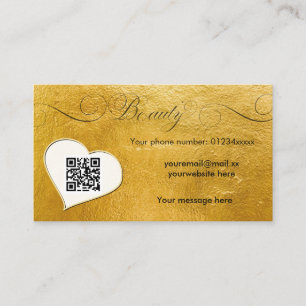 Elegant minimal faux gold Qr code beauty salon Business Card