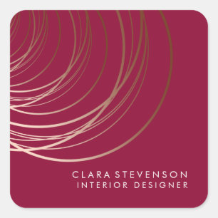 Elegant minimal faux rose gold geometric burgundy square sticker
