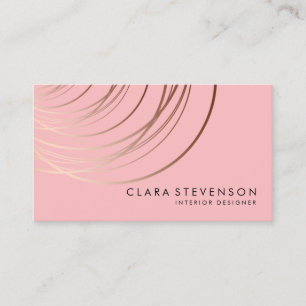 Elegant minimal faux rose gold geometric pink business card
