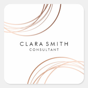 Elegant minimal faux rose gold geometric white square sticker