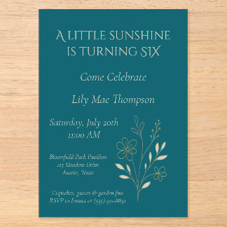 Elegant Minimal Floral Acrylic Invitations