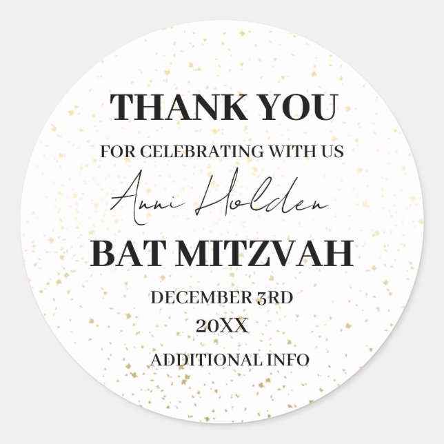 Elegant & Minimal Floral Background Bat Mitzvah Cl Classic Round Sticker (Front)