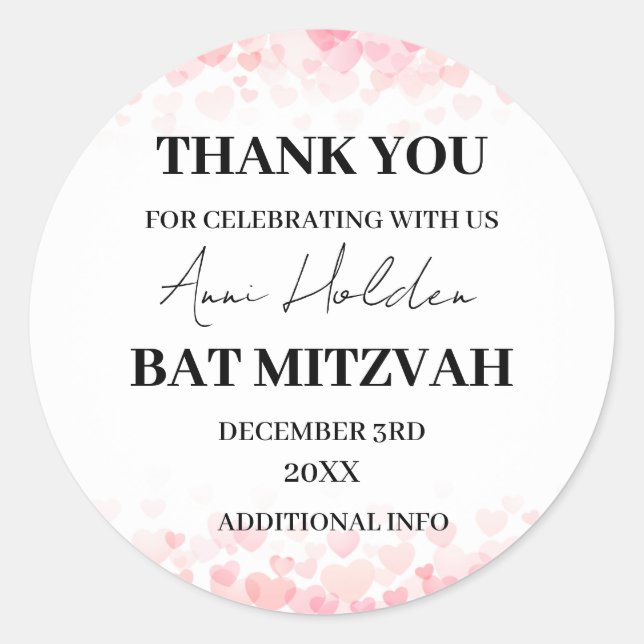 Elegant & Minimal Floral Background Bat Mitzvah  Classic Round Sticker (Front)