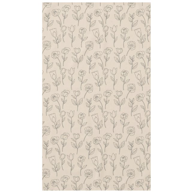 Elegant Minimal Floral Line Pattern Tablecloth (Front)