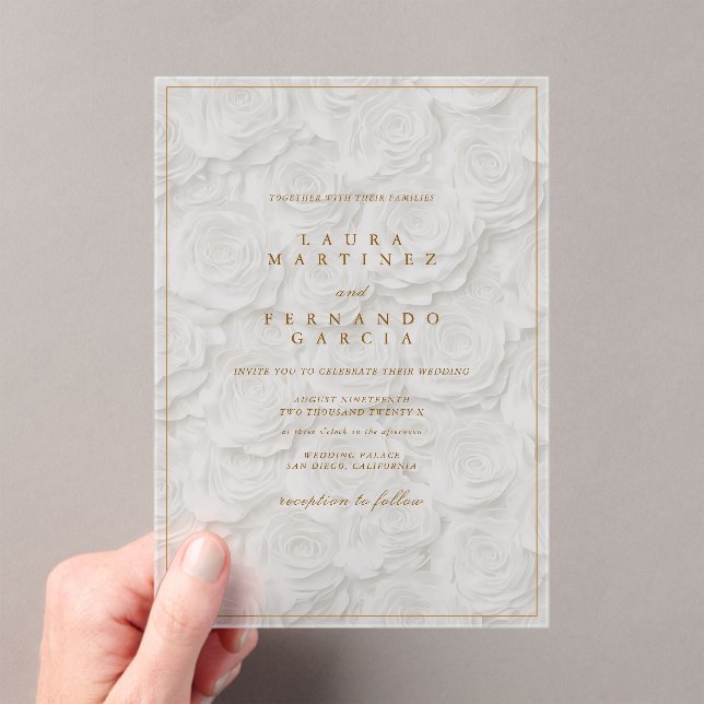 Elegant Minimal Floral Wedding  Acrylic Invitations (Insitu (Handheld))