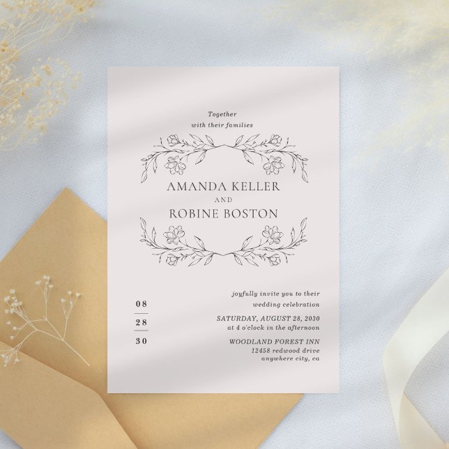 Elegant Minimal Floral Wedding Invitation (Creator Uploaded)
