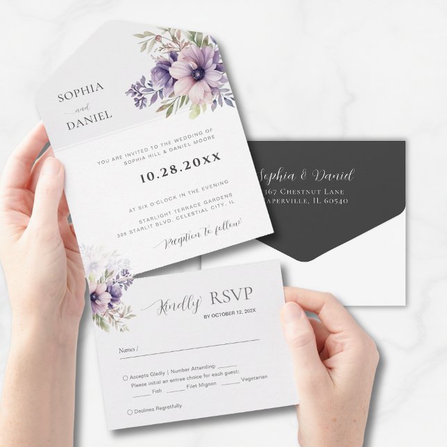 Elegant Minimal Floral White Wedding Invitation  (Creator Uploaded)