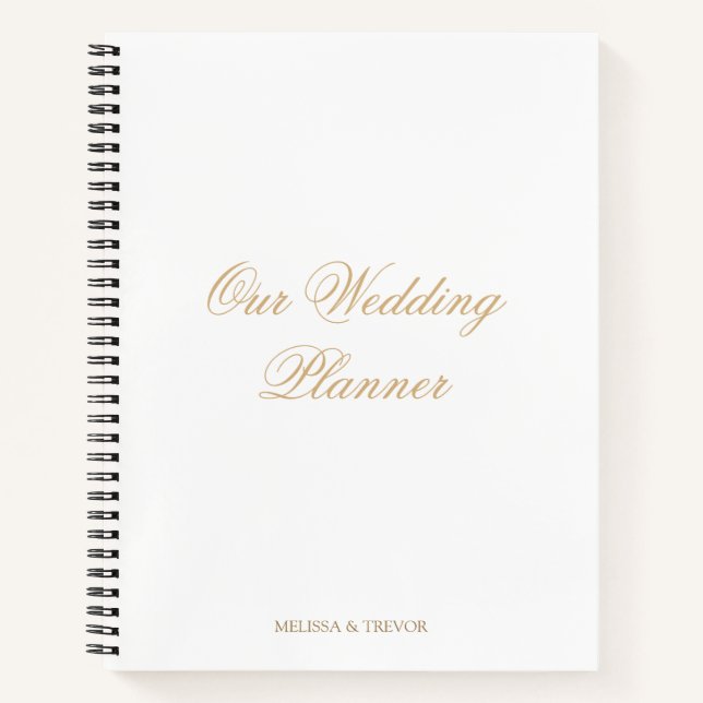 Elegant Minimal Formal Script Our Wedding Planner Notebook (Front)