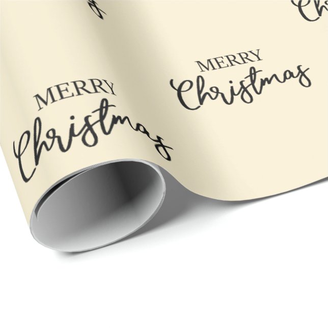 Elegant Minimal Gold Black Merry Christmas   Wrapping Paper (Roll Corner)