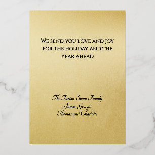 Elegant Minimal Gold Foil Black JOY Christmas Holiday Card