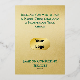 Elegant Minimal Gold Foil Business Christmas Holiday Card
