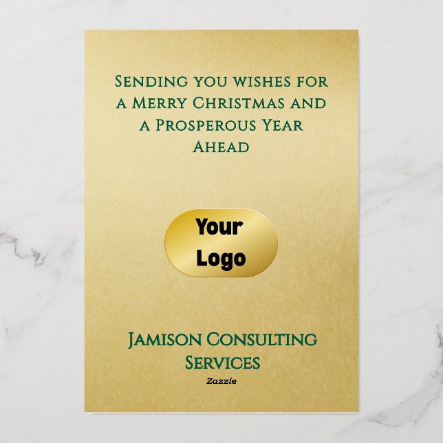 Elegant Minimal Gold Foil Business Christmas Holiday Card (Back)