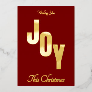 Elegant Minimal Gold Foil Red JOY Christmas Foil Holiday Card
