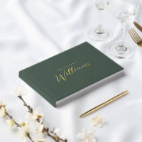 Elegant Minimal Gold Foil Sage Green Wedding 
