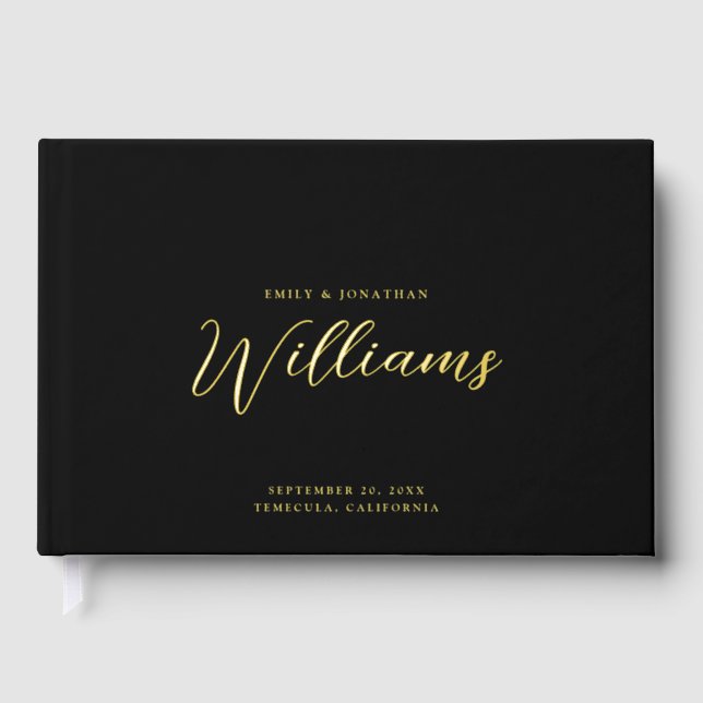 Elegant Minimal Gold Foil Wedding  Guest Book (Front)