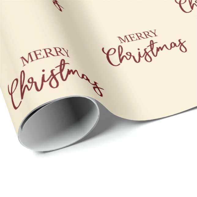 Elegant Minimal Gold Red Merry Christmas  Wrapping Paper (Roll Corner)