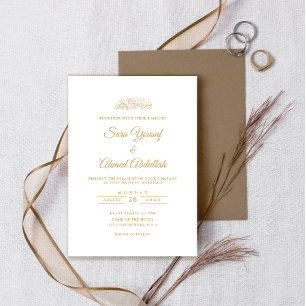 Elegant Minimal Gold Stylish Script Muslim Wedding Invitation