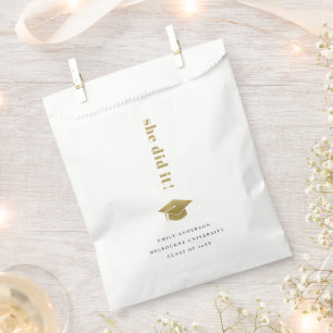 Elegant Minimal Gold Typography Graduation Cap Favour Bags