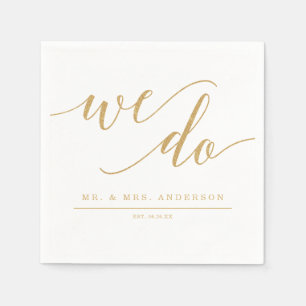 Elegant Minimal Gold Wedding Cocktail Napkin